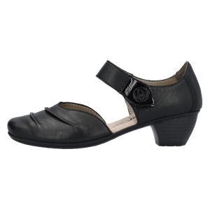 Pantofi dama, negru, casual, piele naturala, cu toc, Rieker 41792-00-Negru