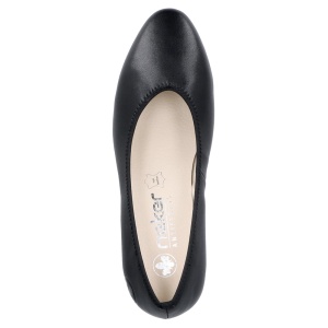 Pantofi dama negru casual piele naturala cu toc Rieker 44650-04-Negru