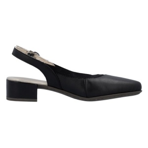Pantofi dama negru casual piele naturala cu toc Rieker 47063-00-Negru