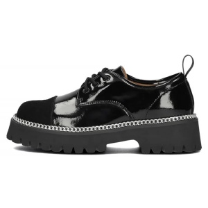 Pantofi dama, negru, casual, piele naturala lacuita, cu platforma, lant decorativ, Filippo DP4581-23-BK-Negru