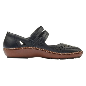 Pantofi dama negru casual piele naturala perforati cu talpa joasa Rieker 44875-00-Negru