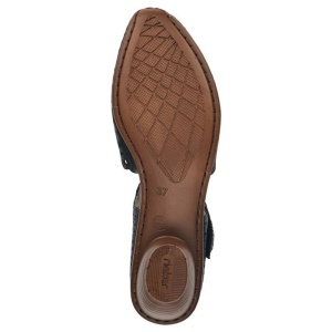 Pantofi dama negru casual piele naturala perforati cu toc Rieker 43753-00-Negru