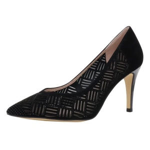 Pantofi dama negru eleganti piele intoarsa perforati cu toc Epica K3K320061-01-I-Negru