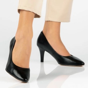 Pantofi dama negru eleganti piele naturala cu toc Filippo DP4427-23-BK-Negru