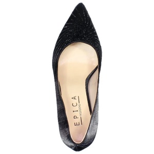 Pantofi dama negru eleganti textil cu toc Epica B01568-3603D-A827-01-F-Negru