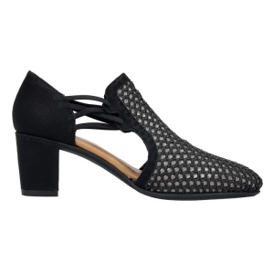 Pantofi dama negru eleganti textil cu toc Rieker 41052-00-Negru
