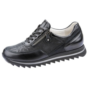 Pantofi dama negru sport piele naturala cu talpa joasa Waldlaufer 923011-702-001-Haiba-Negru