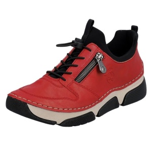 Pantofi dama rosu casual piele ecologica cu talpa joasa Rieker 45951-33-Rosu
