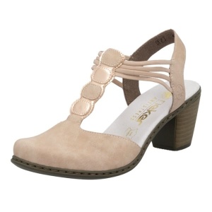 Pantofi dama roz casual piele ecologica cu toc, Rieker 40901-31-Roz
