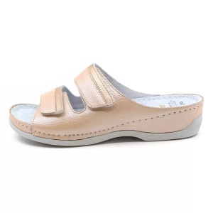 Papuci dama, piersica, casual, ortopedici, medicinali, piele naturala, cu platforma, Batz Rea-Piersica