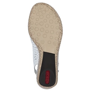 Sandale dama alb casual piele naturala perforate cu platforma Rieker 66176-81-Alb