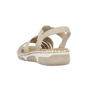 Sandale dama bej casual piele ecologica cu talpa joasa Rieker 66201-62-Bej