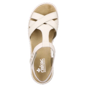 Sandale dama bej casual piele naturala cu talpa joasa Rieker 65919-60-Bej