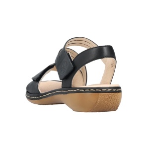 Sandale dama negru casual piele naturala cu talpa joasa Rieker 65964-00-Negru