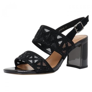 Sandale dama negru elegante din piele intoarsa si piele naturala cu toc Epica JIJI20028C-01-I-Negru