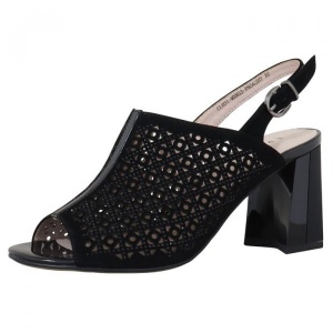 Sandale dama negru elegante din piele naturala intoarsa cu toc Epica JICL031-MX853-P8563BT-01-I-Negru