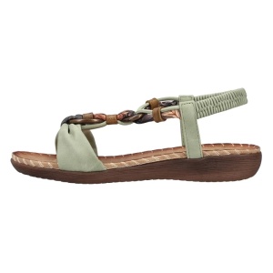 Sandale dama, verde, casual, piele ecologica, cu talpa joasa, Rieker V7568-52-Verde