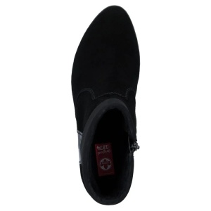 Botine dama negru casual piele intoarsa cu toc Rieker Y2152-00-Negru