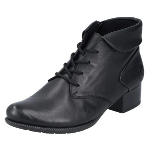 Botine dama negru casual piele naturala cu toc Rieker 78631-00-Negru