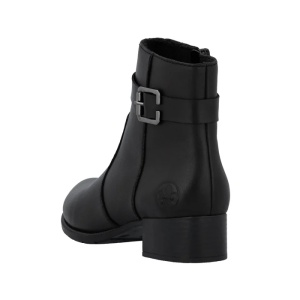Botine dama negru casual piele naturala cu toc Rieker 78664-00-Negru