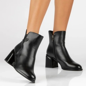 Botine dama negru elegante piele ecologica cu toc Filippo DBT4865-23-BK-Negru