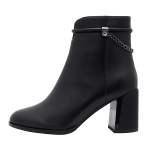 Botine dama, negru, elegante, piele naturala, cu lant decorativ, cu toc, Epica F6F630035A-01-N-Negru