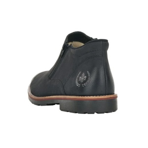 Cizme barbati negru casual piele naturala imblanite scurte cu toc Rieker 15391-00-Negru