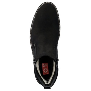 Cizme barbati negru casual piele naturala impermeabile imblanite scurte cu toc Rieker 15353-00-Negru