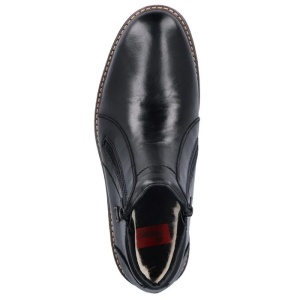 Cizme barbati negru casual piele naturala impermeabile imblanite scurte cu toc Rieker 33160-00-Negru