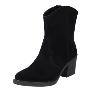 Cizme dama negru casual piele intoarsa scurte cu toc Rieker Y1251-00-Negru