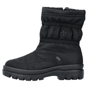 Cizme dama, negru, casual, textil, impermeabile, imblanite, scurte, cu talpa joasa, Rieker X9080-00-Negru