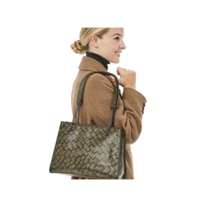 Geanta dama verde casual piele ecologica de mana cu accesorii metalice Rieker H1336-54-Verde