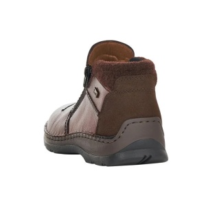 Ghete barbati maro casual piele naturala impermeabile imblanite cu talpa joasa Rieker 05389-25-Maro
