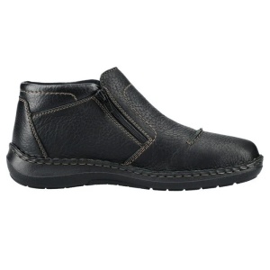 Ghete barbati negru casual piele naturala impermeabile imblanite cu talpa joasa Rieker 03072-00-Negru