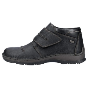 Ghete barbati, negru, casual, piele naturala, impermeabile, imblanite, cu talpa joasa, Rieker 05367-00-Negru
