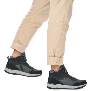 Ghete barbati negru sport piele naturala impermeabile cu talpa joasa Rieker U0160-00-Negru