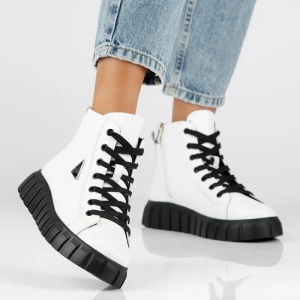 Ghete dama alb casual piele naturala cu talpa joasa Filippo DBT4146-23-WH-Alb