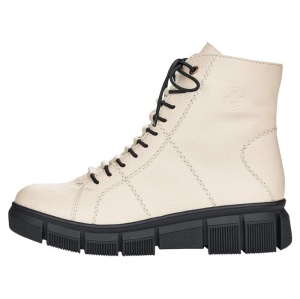 Ghete dama, bej, casual, piele ecologica, imblanite, cu talpa joasa, Rieker X3428-60-Bej