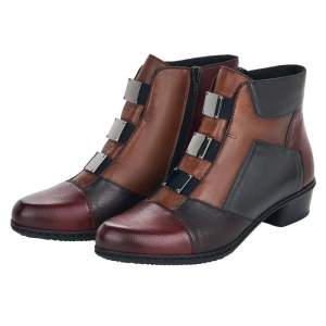 Ghete dama bordo casual piele naturala cu toc Rieker Y0764-35-Bordo