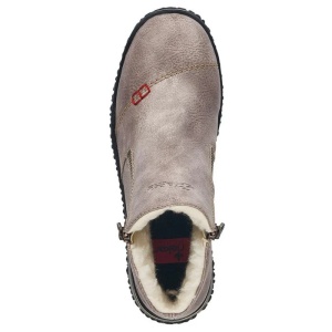 Ghete dama gri casual piele ecologica impermeabile imblanite cu talpa joasa Rieker L4270-43-Gri