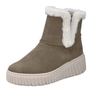 Ghete dama maro casual piele ecologica imblanite cu talpa groasa Rieker N2560-24-Maro