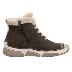 Ghete dama maro casual piele ecologica imblanite cu talpa joasa Rieker 45947-25-Maro