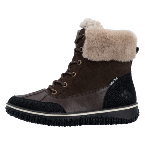 Ghete dama, maro, casual, piele ecologica, impermeabile, imblanite, cu talpa joasa, Rieker Z4203-25-Maro