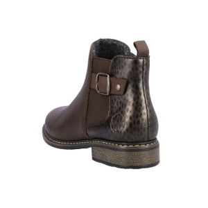 Ghete dama maro casual piele naturala cu toc Rieker Z4965-25-Maro