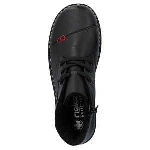 Ghete dama negru casual piele ecologica imblanite cu talpa joasa Rieker 73301-00-Negru