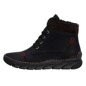 Ghete dama, negru, casual, piele ecologica, imblanite, cu talpa joasa, Rieker 55031-00-Negru
