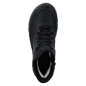 Ghete dama negru casual piele ecologica imblanite cu talpa joasa Rieker 55069-00-Negru