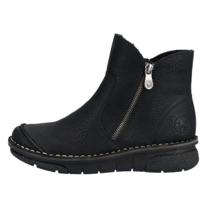 Ghete dama, negru, casual, piele ecologica, imblanite, cu talpa joasa, Rieker 73357-00-Negru