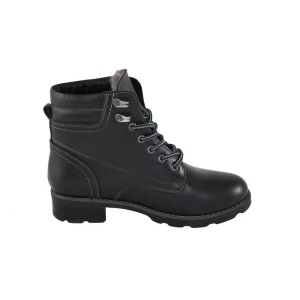 Ghete dama negru casual piele naturala imblanite cu toc Nicolis 40025-Negru