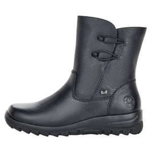Ghete dama, negru, casual, piele naturala, impermeabile, imblanite, cu talpa joasa, Rieker Z7172-00-Negru